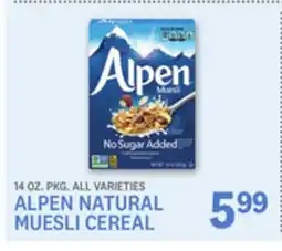 Kings Food Markets ALPEN NATURAL MUESLI CEREAL offer
