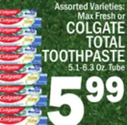 C Town COLGATE TOTAL TOOTHPASTE 5.1-6.3 Oz. Tube offer