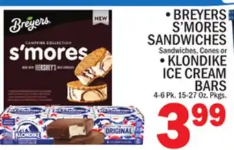 C Town BREYERS S'MORES SANDWICHES, KLONDIKE ICE CREAM BARS offer