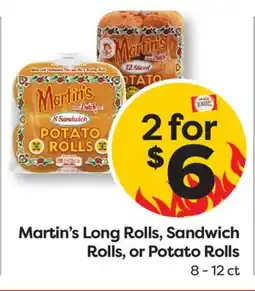 Weis Markets Martin's Long Rolls, Sandwich Rolls, or Potato Rolls offer