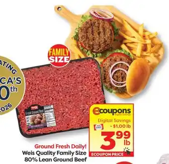 Weis Markets Weis Quality Family Size 80% Lean Ground Beef offer