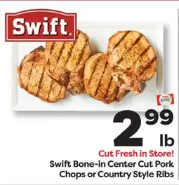 Weis Markets Swift Bone-in Center Cut Pork Chops or Country Style Ribs offer
