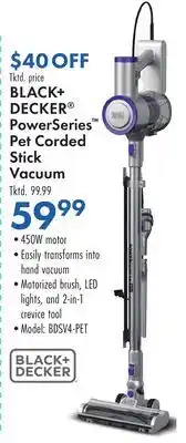 Boscov's BLACK+DECKER PowerSeries Pet Corded Stick Vacuum offer