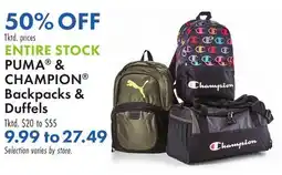 Boscov's ENTIRE STOCK PUMA & CHAMPION Backpacks & Duffels offer