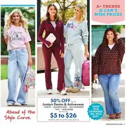 Boscov's Juniors Denim & Activewear offer