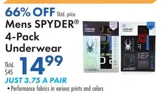 Boscov's Mens SPYDER 4-Pack Underwear offer