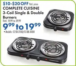 Boscov's COMPLETE CUISINE 3-Coil Single & Double Burners offer