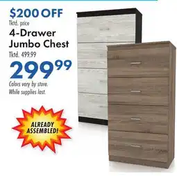 Boscov's 4-Drawer Jumbo Chest offer