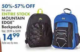 Boscov's MOUNTAIN EDGE Backpacks offer