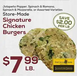DeCicco & Sons Store-Made Signature Chicken Burgers offer