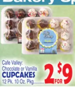 Bravo Supermarkets Cafe Valley Chocolate or Vanilla CUPCAKES offer