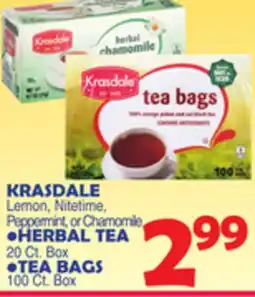 Bravo Supermarkets KRASDALE HERBAL TEA 20 Ct. Box or TEA BAGS 100 Ct. Box offer