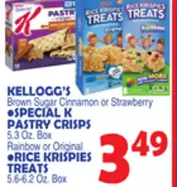 Bravo Supermarkets KELLOGG'S SPECIAL K PASTRY CRISPS RICE KRISPIES TREATS offer