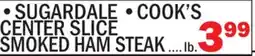 Bravo Supermarkets SUGARDALE, COOK'S CENTER SLICE SMOKED HAM STEAK offer