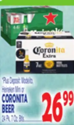 Bravo Supermarkets Heineken Mini or CORONITA BEER offer