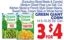 Bravo Supermarkets GREEN GIANT CORN 14.5-15.25 Oz. Can offer