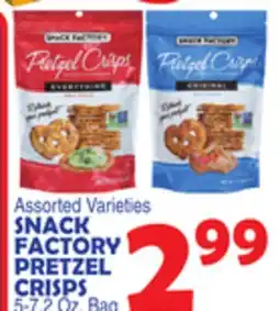 Bravo Supermarkets SNACK FACTORY PRETZEL CRISPS offer