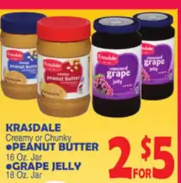 Bravo Supermarkets KRASDALE PEANUT BUTTER, GRAPE JELLY offer