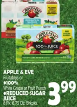 Bravo Supermarkets APPLE & EVE Fruitables or 100% White Grape or Fruit Punch Reduced Sugar JUICE offer