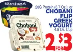Bravo Supermarkets CHOBANI FLIP GREEK YOGURT offer