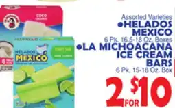 Bravo Supermarkets HELADOS MEXICO 6 Pk. 16.5-18 Oz. Boxes or LA MICHOACANA ICE CREAM BARS 6 Pk. 15-18 Oz. Box offer