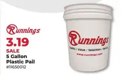 Runnings Runnings 5 Gallon Plastic Pail offer