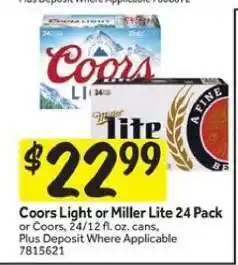 Stop&Shop Coors Light or Miller Lite 24 Pack offer