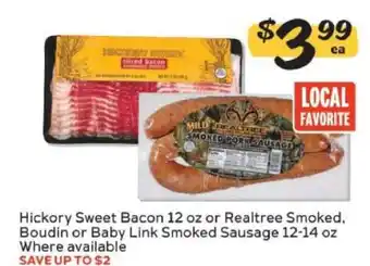Winn Dixie Hickory Sweet Bacon or Realtree Smoked Sausage offer