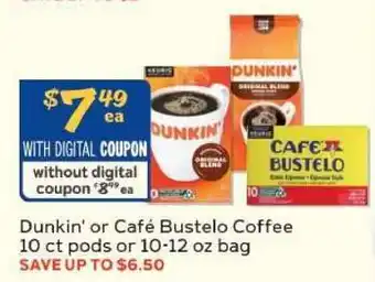 Winn Dixie Dunkin' or Café Bustelo Coffee offer