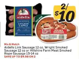 Winn Dixie Aidells Link Sausage, Wright Smoked Sausage, Hillshire Farm Meat Smoked Rope Sausage offer