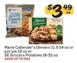 Winn Dixie Marie Callender's Dinners or SE Grocers Potatoes offer