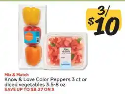 Winn Dixie Know & Love Color Peppers 3 ct or diced vegetables offer