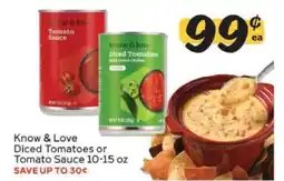 Winn Dixie Know & Love Diced Tomatoes or Tomato Sauce offer