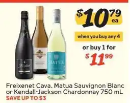 Winn Dixie Freixenet Cava, Matua Sauvignon Blanc or Kendall-Jackson Chardonnay 750 mL offer