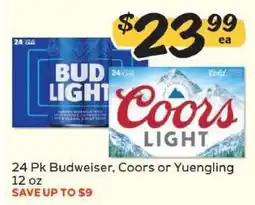 Winn Dixie 24 Pk Budweiser, Coors or Yuengling offer