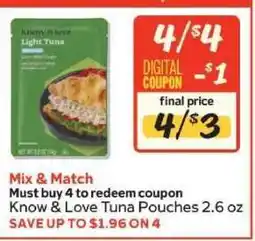 Winn Dixie Know & Love Tuna Pouches 2.6 oz offer