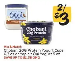 Winn Dixie Chobani 20G Protein Yogurt Cups or Yoplait Oui Yogurt offer