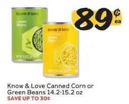 Winn Dixie Know & Love Canned Corn or Green Beans offer