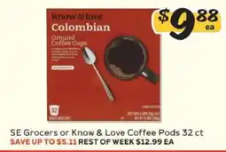 Winn Dixie SE Grocers or Know & Love Coffee Pods 32 ct offer