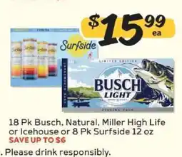 Winn Dixie Busch, Natural, Miller High Life, Icehouse or Surfside offer