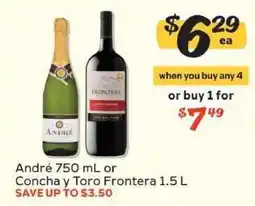 Winn Dixie André 750 mL or Concha y Toro Frontera 1.5 L offer