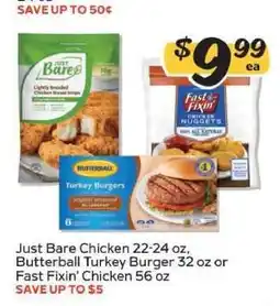 Winn Dixie Just Bare Chicken, Butterball Turkey Burger, Fast Fixin' Chicken offer