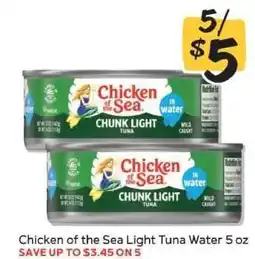 Winn Dixie Chicken of the Sea Light Tuna Water 5 oz offer