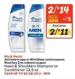 Winn Dixie Head & Shoulders Shampoo or Conditioner offer