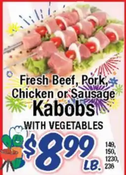 Western Beef Fresh Beef, Pork, Chicken or Sausage Kabobs WITH VEGETABLES offer
