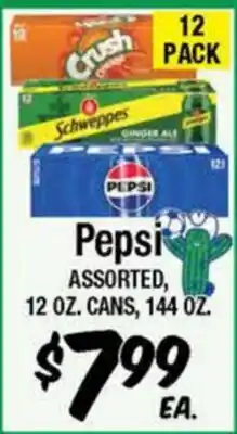 Western Beef Pepsi ASSORTED, 12 OZ. CANS, 144 OZ offer