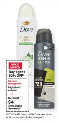 CVS Dove MEN+Care deodorant or dry sprays(excludes twin pk.) offer