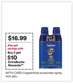 CVS Coppertone sunscreen spray twin pk offer