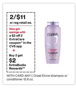 CVS ANY L'Oreal Elvive shampoo or conditioner 12.6 oz offer