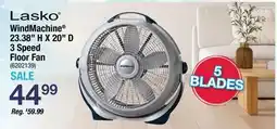 Ace Hardware Lasko WindMachine 23.38 H X 20 D 3 Speed Floor Fan offer